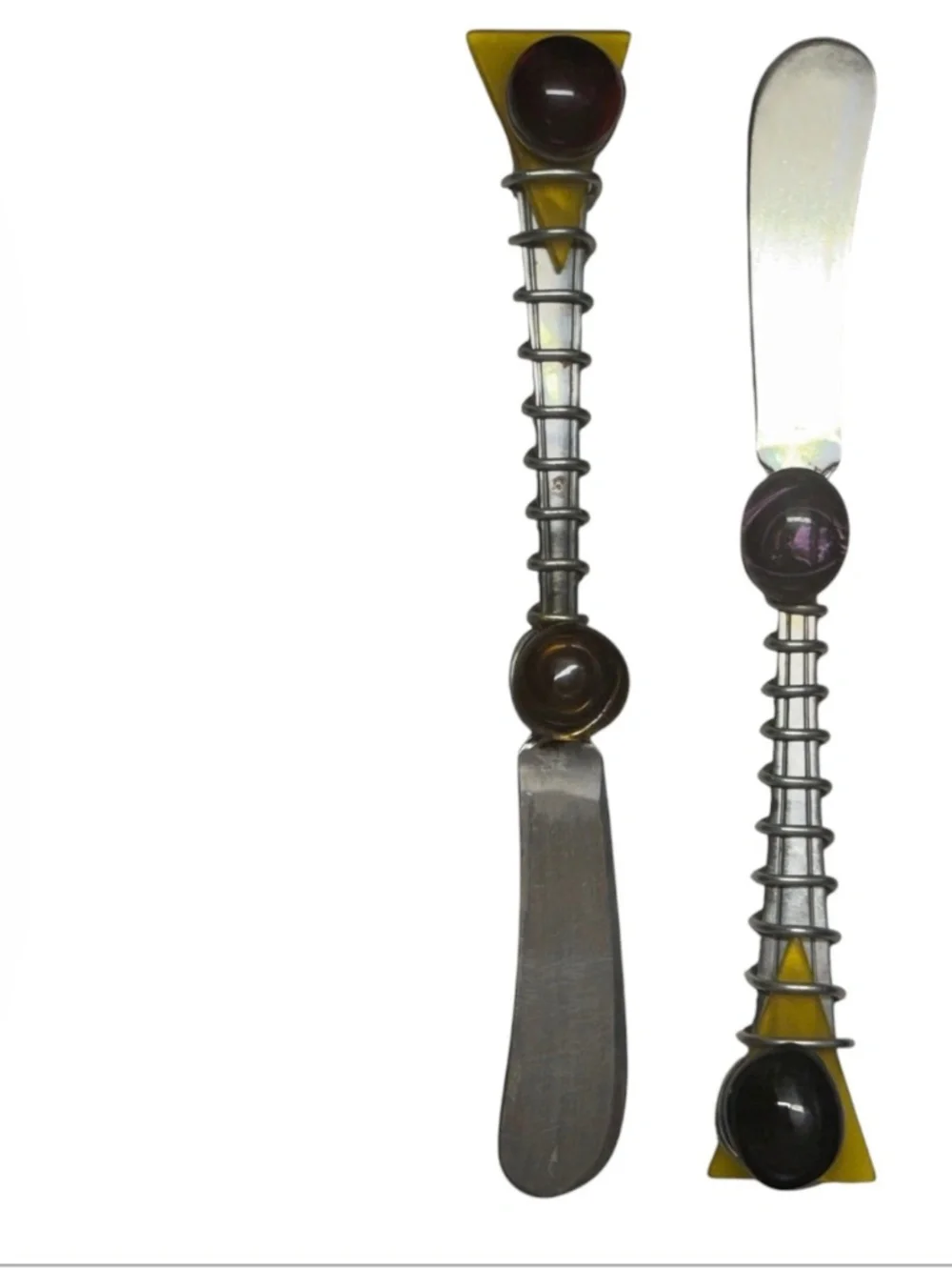 Vintage Dary Rees Glass & Wire Wrapped spreaders Set of 2 NIB